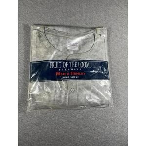 Vintage New Fruit of the Loom Men's Henley Long Sleeve Thermal Shirt size xxl